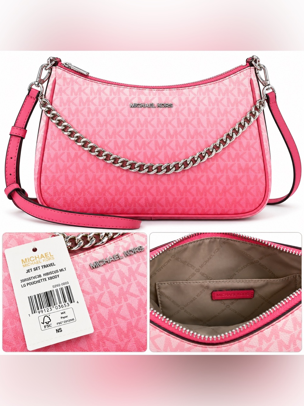 Michael Kors Pink Jet Set Travel Shoulder Bag with Chain Strap